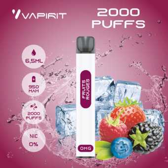 PUFF JETABLE Vapirit saveur Fruits Rouges 2000 puffs